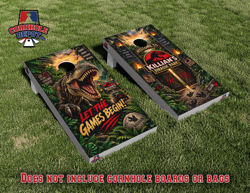 Custom Dinosaurs Cornhole Board Vinyl Wrap Skins Laminated Sticker Set Decal