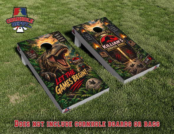 Custom Dinosaurs Cornhole Board Vinyl Wrap Skins Laminated Sticker Set Decal