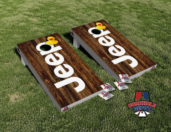 Jeep Life Dark Wood Cornhole Board Vinyl Wrap Skins Laminated Sticker Set Decal