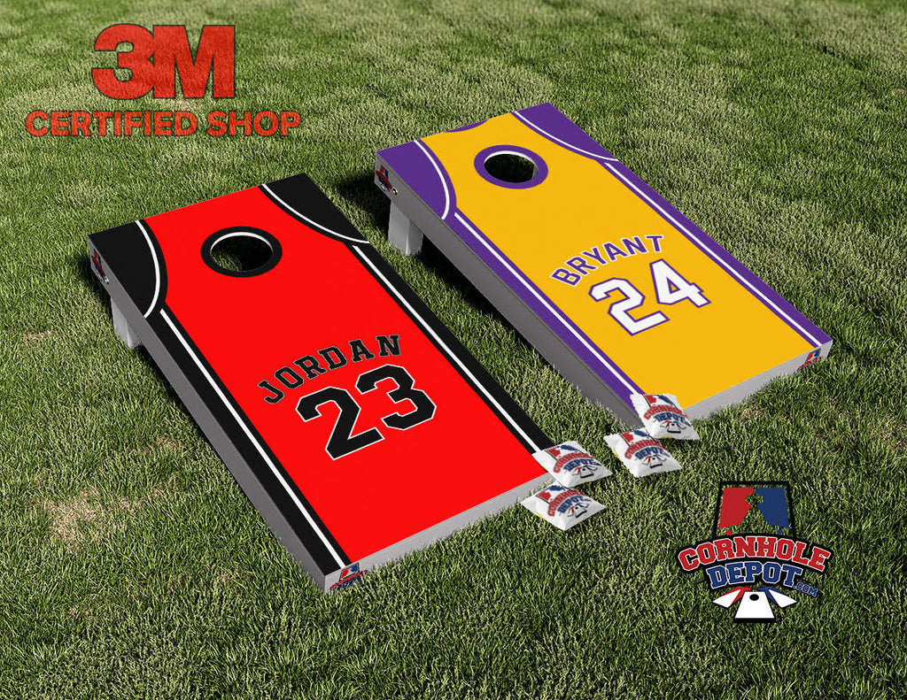 Jersey Basketball Cornhole Board Vinyl Wrap Skins Laminated Sticker Set Decal