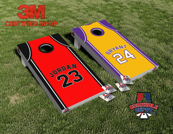 Jersey Basketball Cornhole Board Vinyl Wrap Skins Laminated Sticker Set Decal