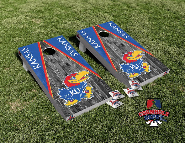 Kansas Jayhawks Cornhole Board Vinyl Wrap Skins Laminated Sticker Set Decal