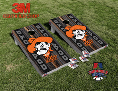 OSU Oklahoma Cowboy Cornhole Board Vinyl Wrap Skins Laminated Sticker Decal Set