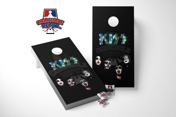 Kiss Rock and Roll Music Cornhole Board Vinyl Wrap Skins Laminated Decal Sticker Set