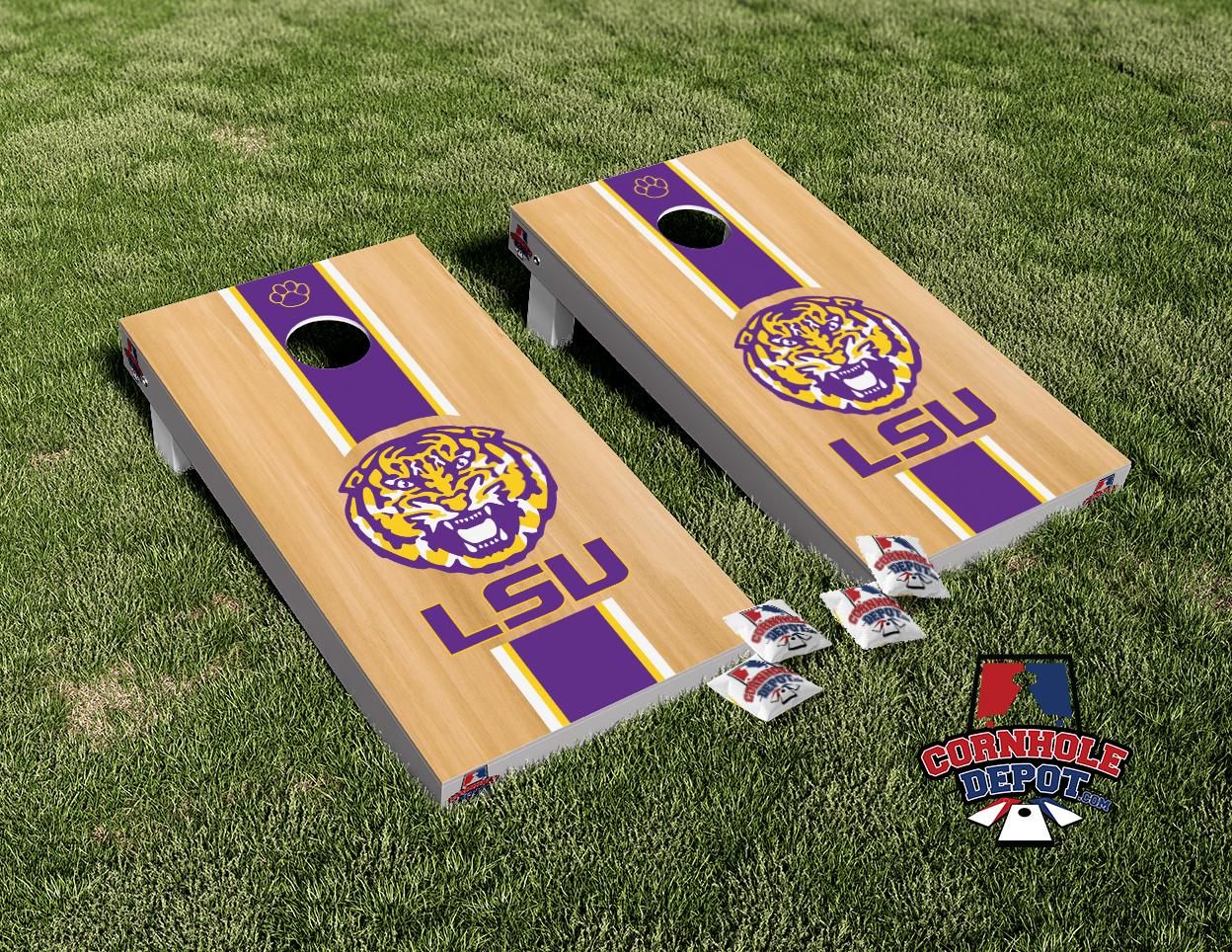 LSU Tigers Sports Cornhole Board Vinyl Wrap Skins Laminated Sticker Se ...