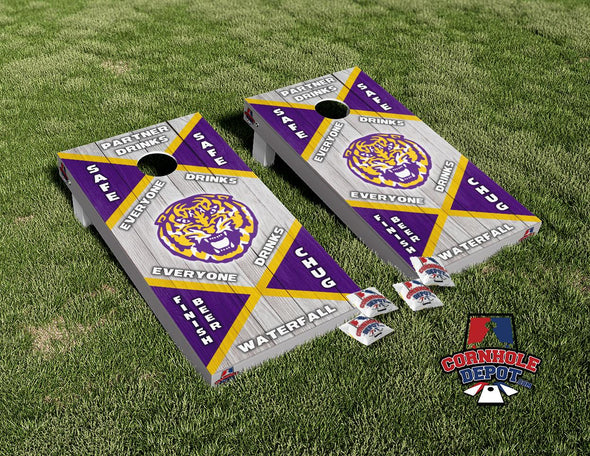 LSU Tigers Drinking Game Cornhole Board Vinyl Wrap Skins Laminated Sticker Set Decal