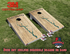 Lake Hickory North Carolina Cornhole Board Vinyl Wrap Skins Laminated Sticker Set