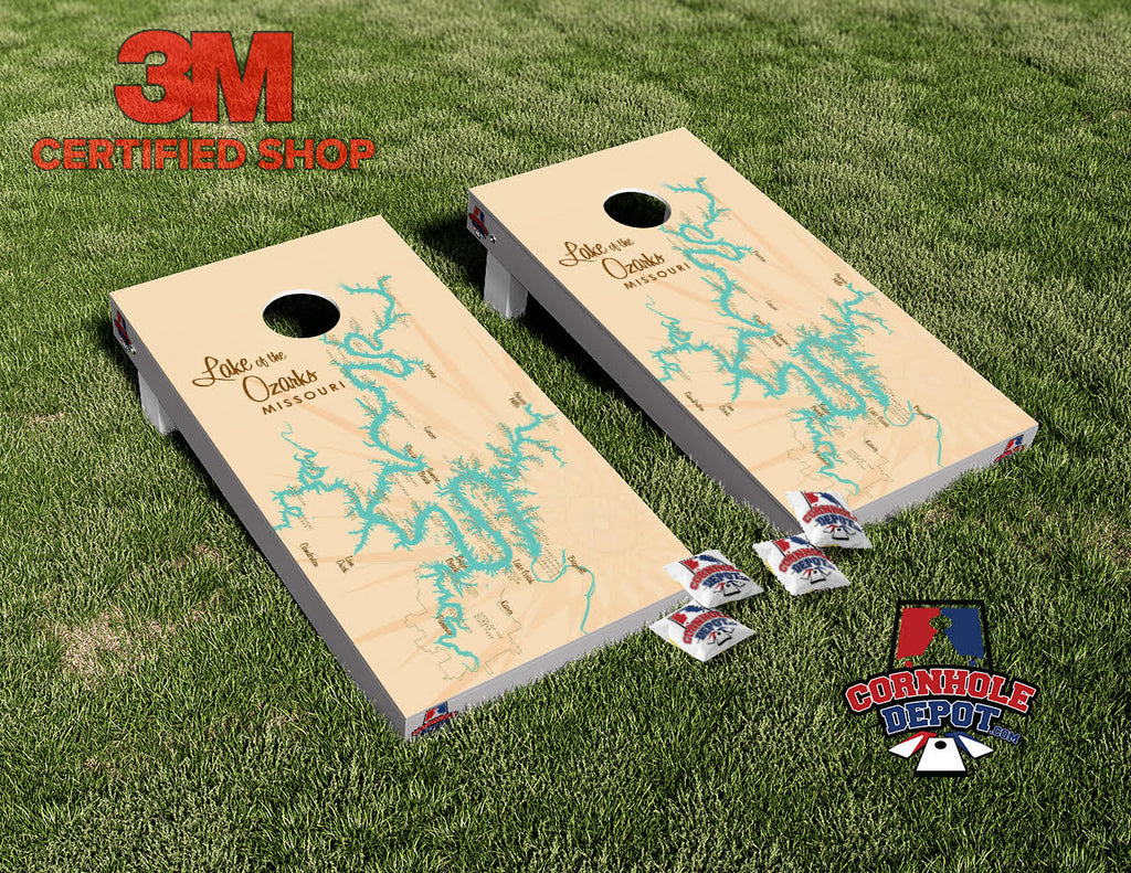 Lake Ozarks Missouri Cornhole Board Vinyl Wrap Skins Laminated Sticker Set