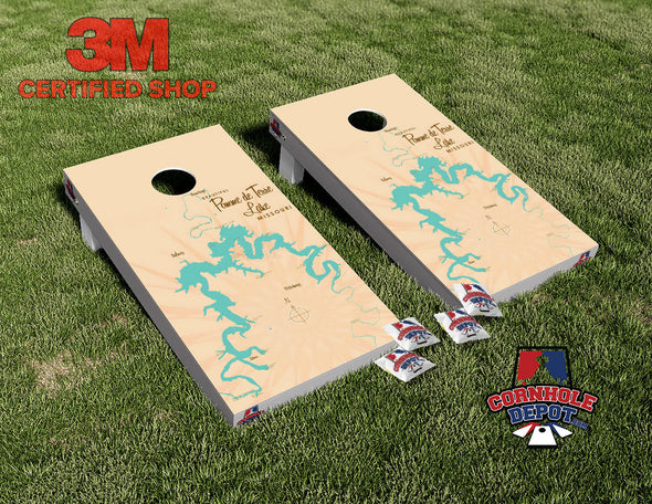 Lake Pomme de Terre Missouri Wood Cornhole Board Vinyl Wrap Skins Laminated Sticker Set