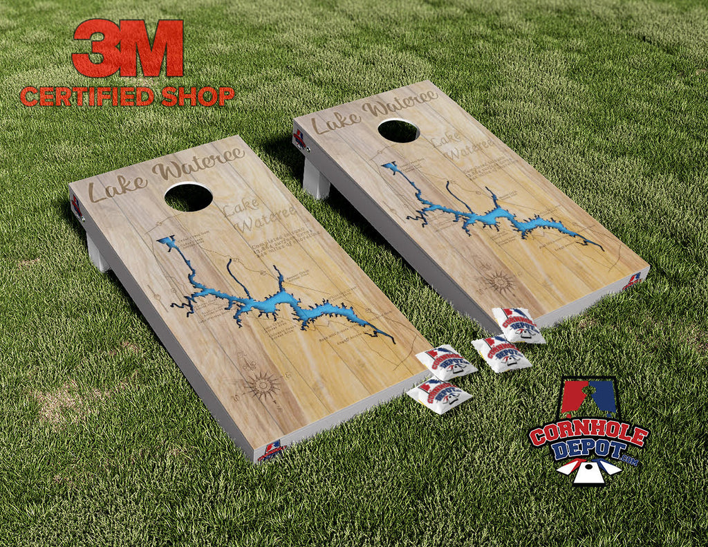 Lake Wateree South Carolina Cornhole Board Vinyl Wrap Laminated Sticker Set