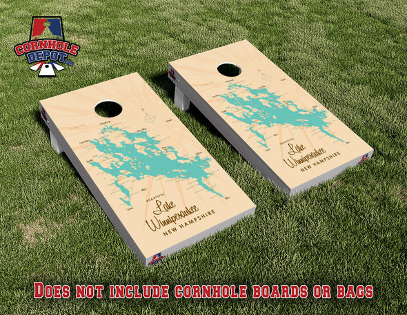 Lake Winnipesaukee New Hampshire Cornhole Board Vinyl Wrap Skins Laminated Sticker Set