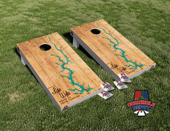 Lake Wylie North and South Carolina Wood Cornhole Board Vinyl Wrap Skins Laminated Sticker Set Anniversary Wedding Gifts