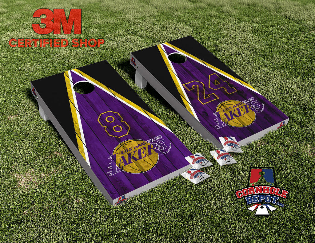 Lakers Cornhole Board Vinyl Wrap Skins Laminated Sticker Set Decal