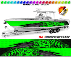 Lime Green Seabass Graphic Boat Vinyl Wrap Decal Fishing Bass Pontoon Decal Bowriders Deck Watercraft Any Model Boat