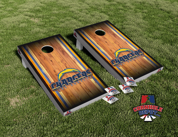 Los Angeles Chargers Wood Cornhole Board Vinyl Wrap Skins Laminated Sticker Set