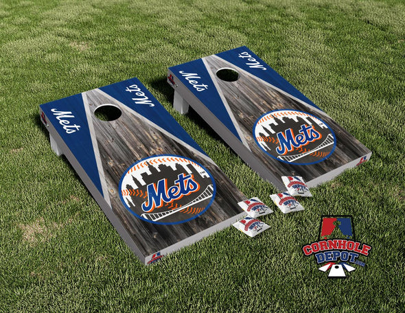 New York  Mets Cornhole Board Vinyl Wrap Skins Laminated Sticker Set Decal