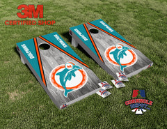 Miami Dolphins Gray Cornhole Board Vinyl Wrap Skins Laminated Sticker Set Decal