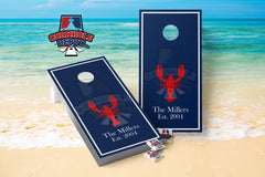 Maine Lobster Personalized Blue Cornhole Board Vinyl Wrap Laminated Sticker Set Decal Custom  Anniversary Birthday Wedding Gifts