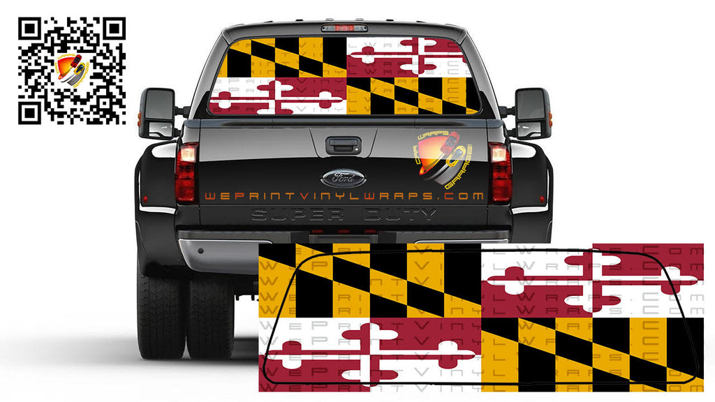 Maryland Flag Rear Window Perforated Graphic Vinyl Decal Trucks Cars Campers RV