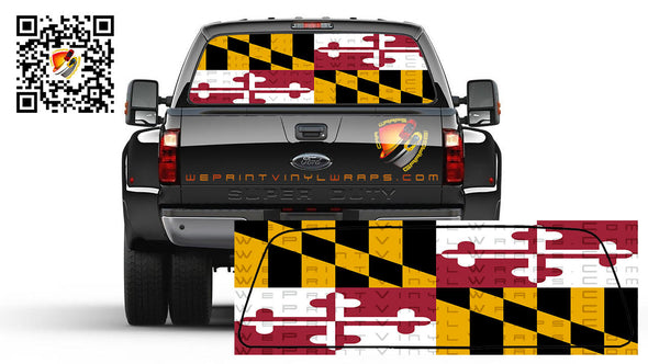 Maryland Flag Rear Window Perforated Graphic Vinyl Decal Trucks Cars Campers RV