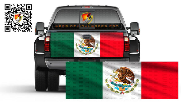 Mexican Flag Bandera de Mexico Wavy Tailgate Wrap Vinyl Graphic Decal Sticker Trucks Campers