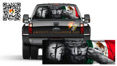Mexican Flag Jesus Bandera de Mexico Rear Window Perforated Graphic Decal Trucks Cars Campers RV