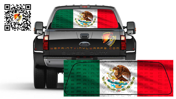 Mexican Flag Bandera de Mexico Wavy Rear Window Tint Perforated Graphic Decal Sticker Trucks Cars Campers