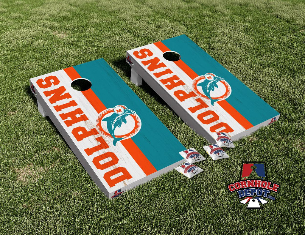 Miami Dolphins Diamond Plate Cornhole Board Vinyl Decal Wrap - Miller Graphics
