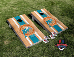 Miami Dolphins Light Wood  Cornhole Board Vinyl Wrap Skins Laminated Sticker Set Decal