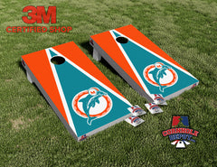 Miami Dolphins Triangle Cornhole Board Vinyl Wrap Skins Laminated Sticker Set Decal
