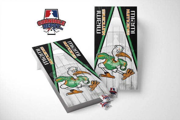 Miami Hurricanes Cornhole Board Vinyl Wrap Laminated Sticker Set Decal