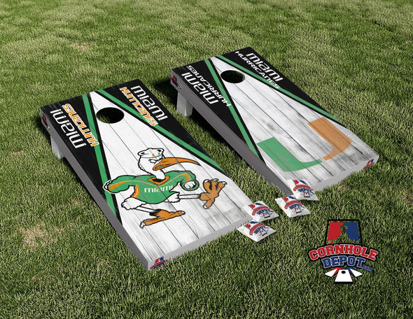 Miami Hurricanes Washed Cornhole Board Vinyl Wrap Laminated Sticker Set Decal