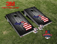 Michigan Flag State Washed Cornhole Board Vinyl Wrap Skins Laminated Sticker Set Decal