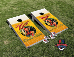 Miller High Life Cornhole Board Vinyl Wrap Skins  Laminated Sticker Set Decal