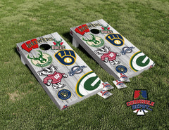 Jeff~ 1 Brewers and 1 Chelsea  Cornhole Board Vinyl Wrap Skins Laminated Sticker Set Decal