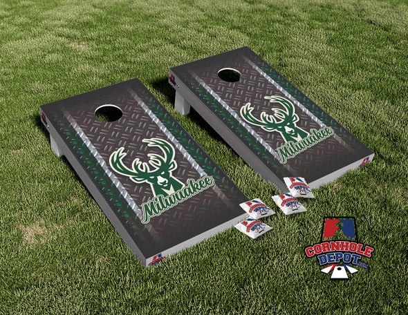 Milwaukee Bucks Metal Cornhole Board Vinyl Wrap Skins  Laminated Sticker Set Decal