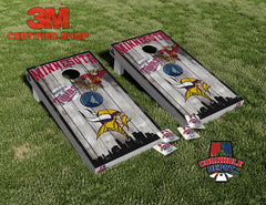 Minnesota Mashup Cornhole Board Vinyl Wrap Laminated Sticker Set Decal