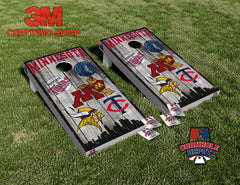 Minnesota Skyline Mashup Cornhole Board Vinyl Wrap Laminated Sticker Set Decal