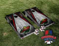 Minnesota Wild Gray Cornhole Board Vinyl Wrap Laminated Sticker Set Decal