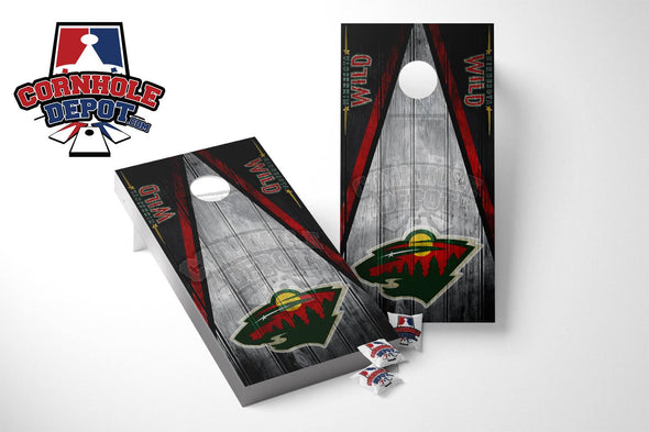 Minnesota Wild Gray Cornhole Board Vinyl Wrap Laminated Sticker Set Decal