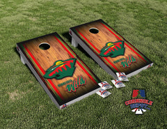 Minnesota Wild Wood Cornhole Board Vinyl Wrap Laminated Sticker Set Decal