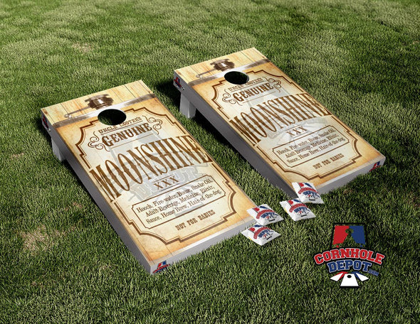 Moonshine Light Wood Cornhole Board Vinyl Wrap Skins Laminated Sticker Set Decal