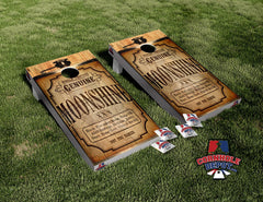 Moonshine Dark Wood Cornhole Board Vinyl Wrap Skins Laminated Sticker Set Decal