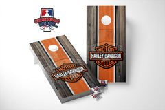 Harley Davidson Motorcycles Wood Cornhole Board Vinyl Wrap Laminated Sticker Set Decal