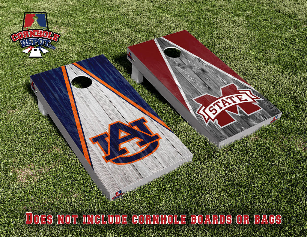 Auburn Tigers War Eagle and M State Split Set Cornhole Board Vinyl Wrap Skins Laminated Sticker Set Decal