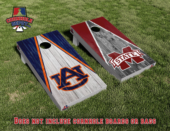 Auburn Tigers War Eagle and M State Split Set Cornhole Board Vinyl Wrap Skins Laminated Sticker Set Decal