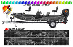 Muskie Freshwater Bonefish Black and White Graphic Boat Vinyl Wrap Fishing Pontoon Sea Water Sports Watercraft etc.. Boat Wrap Decal