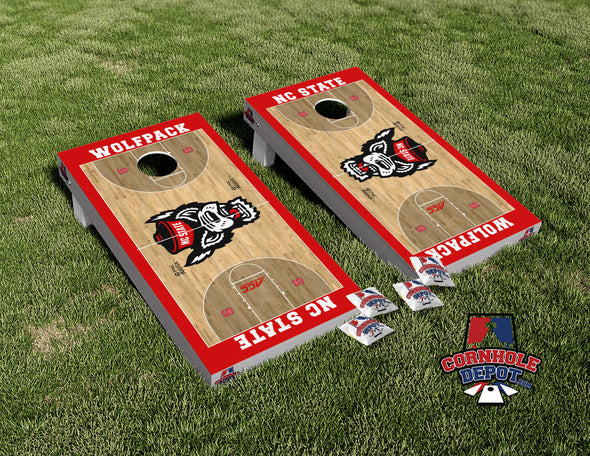 NC North Carolina Wolf Court Cornhole Board Vinyl Wrap Skins Laminated Sticker Set Decal