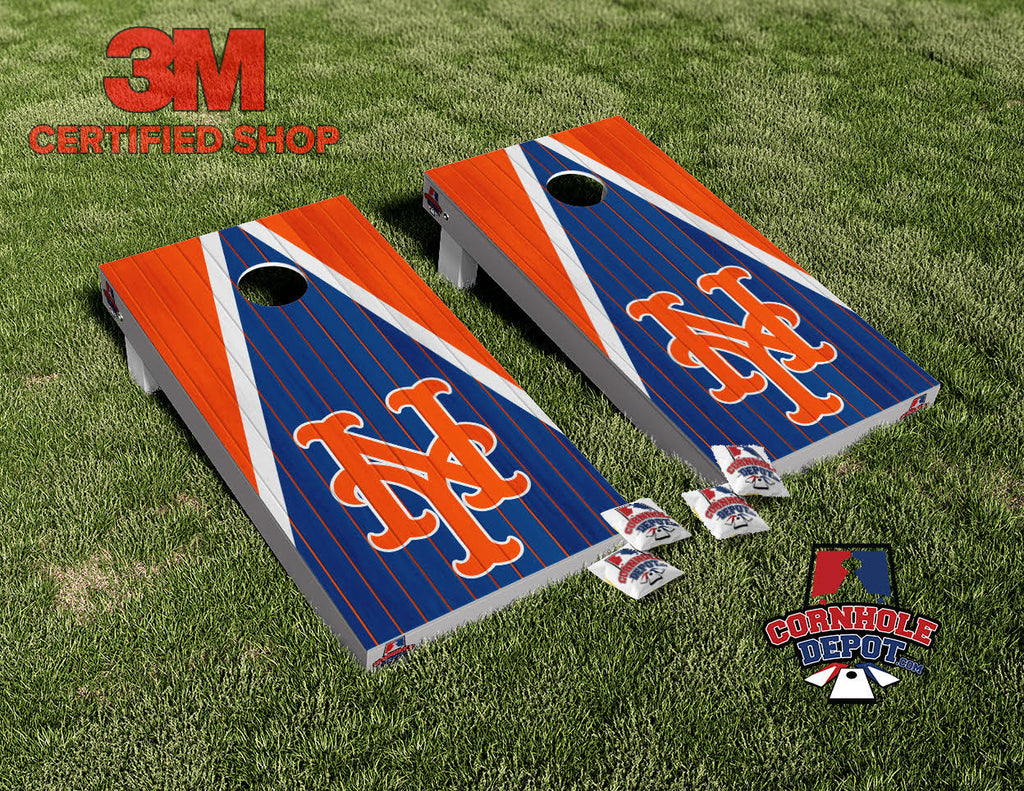 NY Mets Cornhole Board Vinyl Wrap Skins Laminated Sticker Set Decal