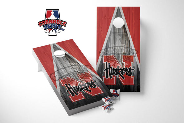 Nebraska Huskers Washed Cornhole Board Vinyl Wrap Laminated Sticker Set Decal